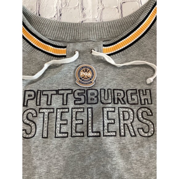 Touch Sweatshirt Women's Size S Gray Pittsburgh Steelers Graphic Rhinestone - Picture 4 of 9